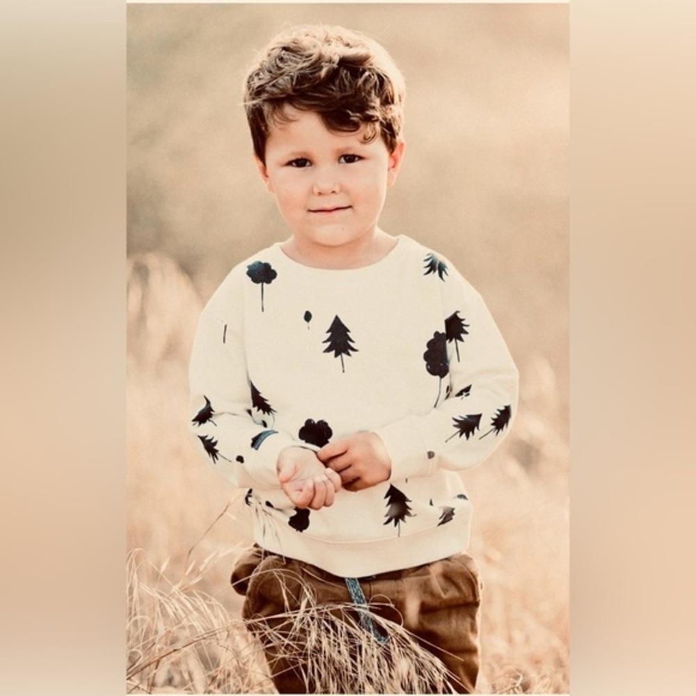 Kid's Rylee & Cru Cream and Black Forest Sweatshirt-Size 2T/3T